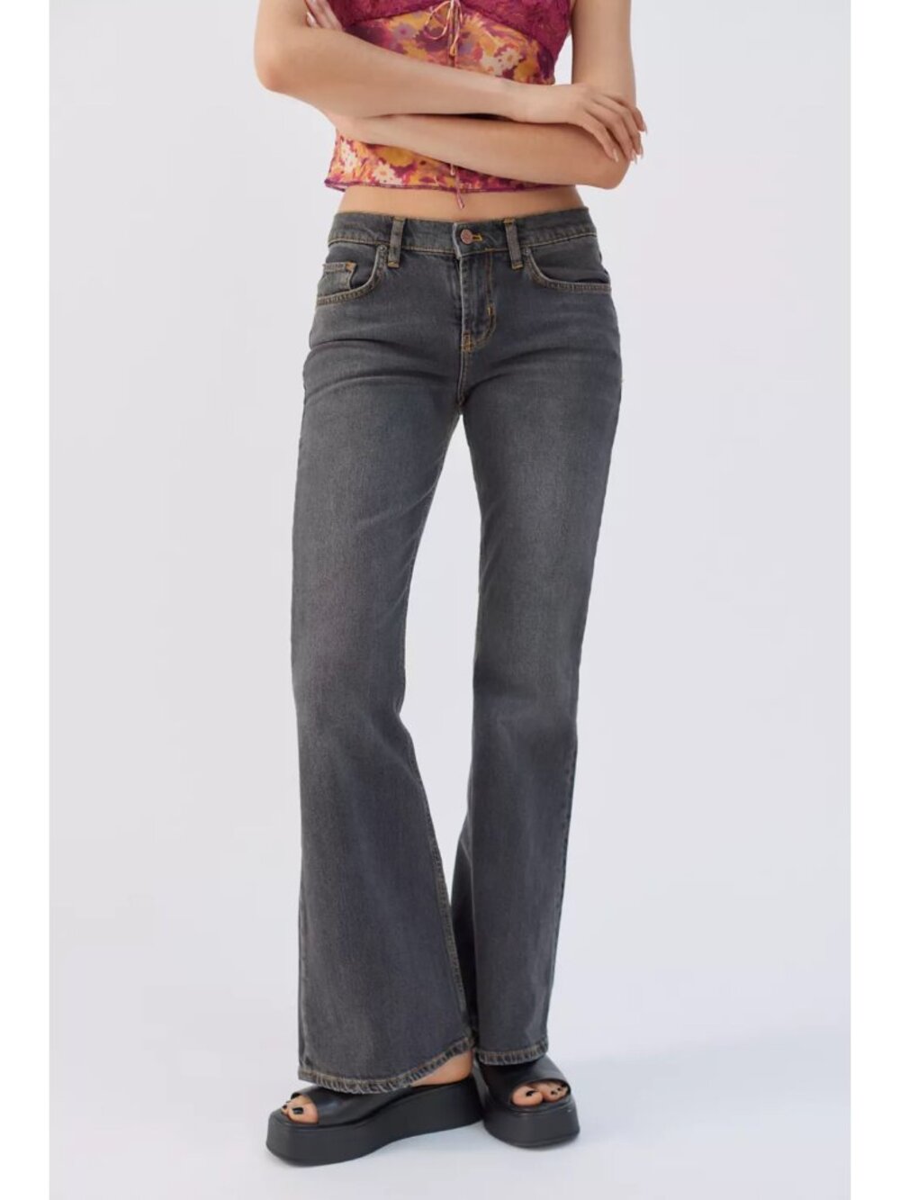 Urban Outfitters BDG Gray Wash Low-Rise Flare Jeans